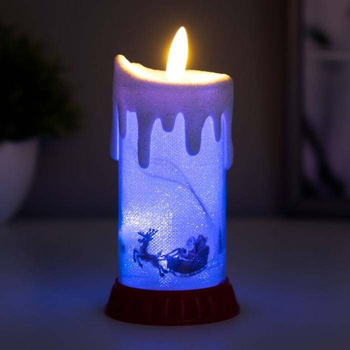 Ночник Ночник " Морозная свеча" LED RGB от батареек LR44 6х6х10 см RISALUX