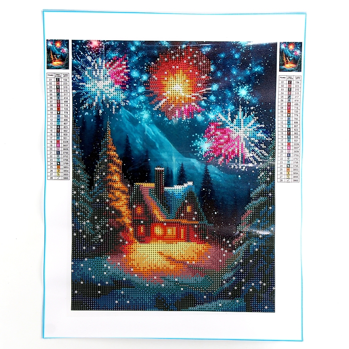 Новогодняя алмазная мозаика с частичным заполнением на холсте «Новый год в лесу», 30 х 40 см Новогодняя алмазная мозаика с частичным заполнением на холсте «Новый год в лесу», 30 х 40 см
