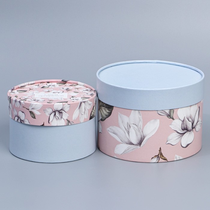 Набор шляпных коробок 2 в 1, упаковка подарочная, «Цветы», 16 х 11.5, 13 х 9 см Набор шляпных коробок 2 в 1, упаковка подарочная, «Цветы», 16 х 11.5, 13 х 9 см