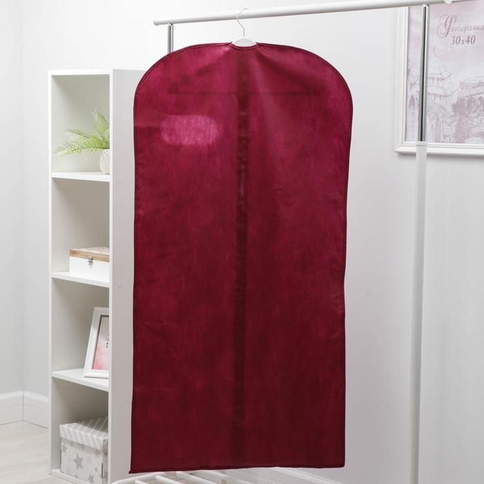 Чехол для одежды с окном, 60×120 см, спанбонд, цвет бордо Чехол для одежды с окном, 60×120 см, спанбонд, цвет бордо