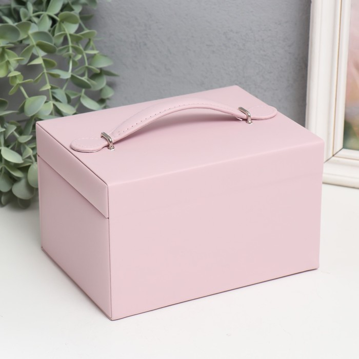 Шкатулка кожзам для украшений сундук Шкатулка кожзам для украшений сундук "Гладкость. Матовый светло-розовый" 11х18х13,7 см