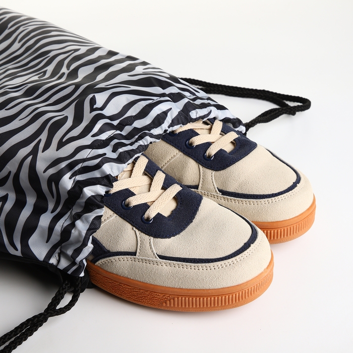 Мешок для обуви на шнурке, цвет белый/чёрный Мешок для обуви на шнурке, цвет белый/чёрный