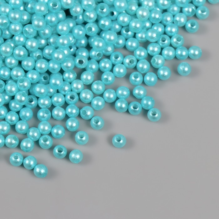 Набор бусин Набор бусин "Жемчуг" d 4 мм, 250 гр, голубая бирюза