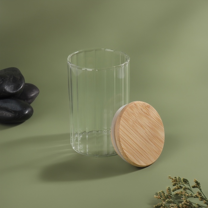 Органайзер для хранения ватных палочек «BAMBOO», с крышкой, d6,5 × 10 см, в картонной коробке, цвет прозрачный/коричневый Органайзер для хранения ватных палочек «BAMBOO», с крышкой, d6,5 × 10 см, в картонной коробке, цвет прозрачный/коричневый