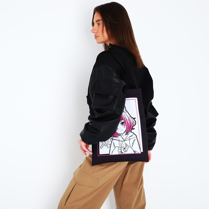 Шопер детский для девочки без застёжки, цвет чёрный/белый Шопер детский для девочки без застёжки, цвет чёрный/белый