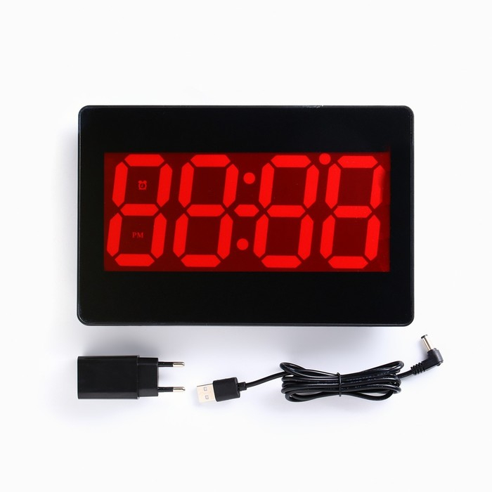 Часы электронные настенные, настольные  Часы электронные настенные, настольные "Соломон", будильник, 15.5 х 23.5 см, красные цифры