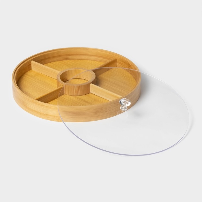 Ящик для хранения круглый Доляна Striata, d=30 см, бамбук Ящик для хранения круглый Доляна Striata, d=30 см, бамбук