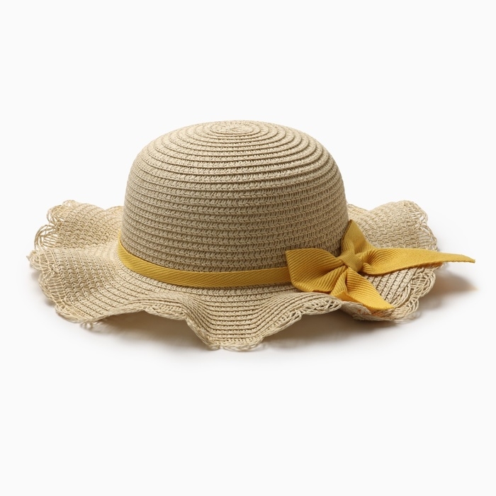 Шляпа для девочки с бантом MINAKU, р-р 52, цв.светло-коричневый Шляпа для девочки с бантом MINAKU, р-р 52, цв.светло-коричневый