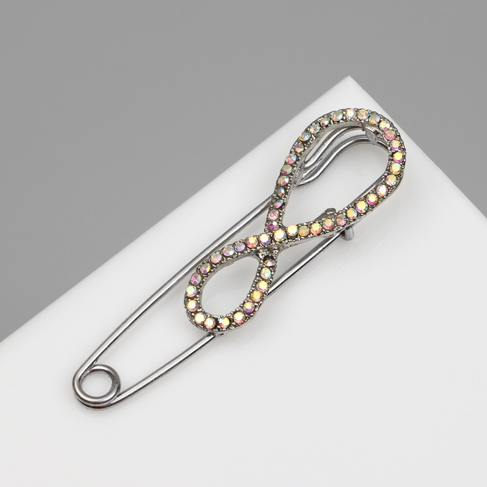 Булавка «Бесконечность», 6,5 см, цвет радужный в серебре