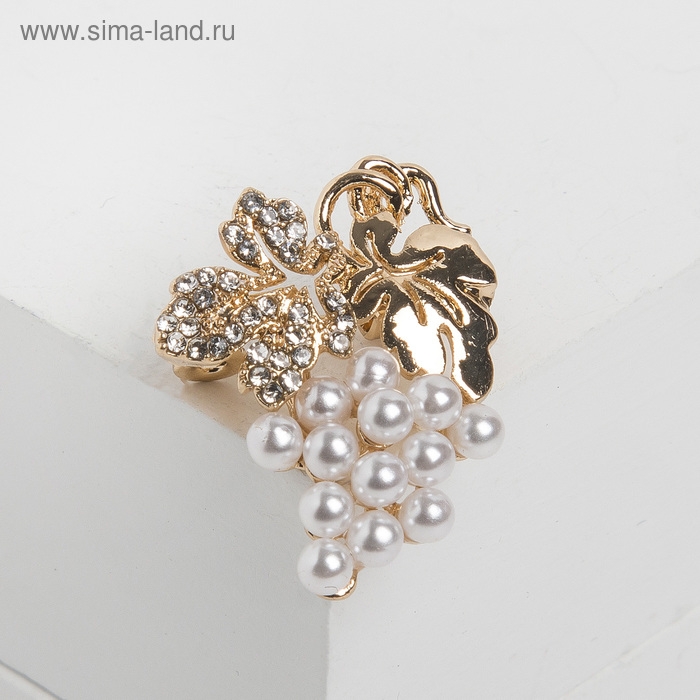 Брошь &laquo;Виноград&raquo; мини, цвет белый в золоте