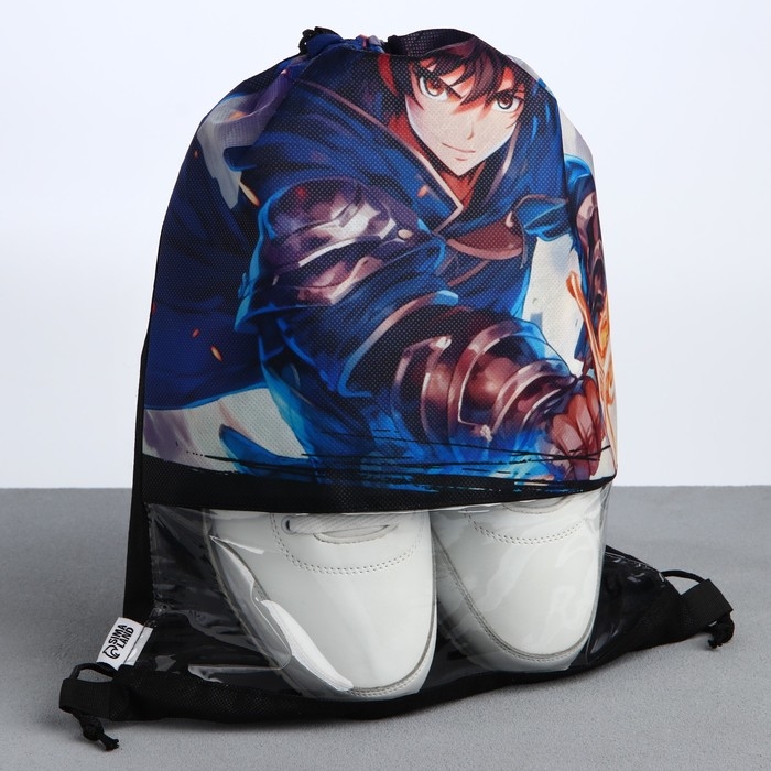 Мешок для обуви «Аниме воин» с прозрачным окном 30 х 40 см Мешок для обуви «Аниме воин» с прозрачным окном 30 х 40 см