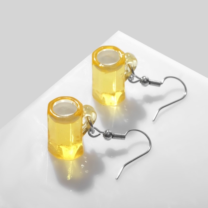 Серьги «Пиво», цвет жёлто-белый в серебре Серьги «Пиво», цвет жёлто-белый в серебре