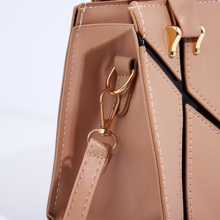 Сумка женская тоут на молнии, цвет бежевый