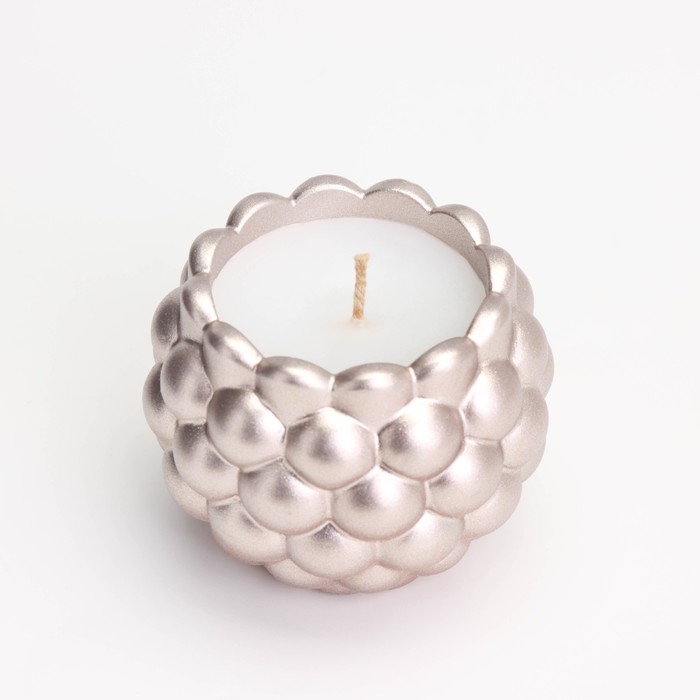 Свеча  Свеча "Шар" в подсвечнике с выпуклыми шарообразными гранями из гипса, 8х7 см, шампань