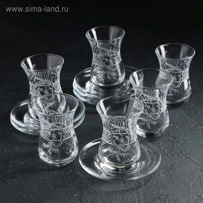 Сервиз чайный «Ассоль», 12 предметов: стакан чайный 160 мл 6 шт, блюдце 6 шт Сервиз чайный «Ассоль», 12 предметов: стакан чайный 160 мл 6 шт, блюдце 6 шт