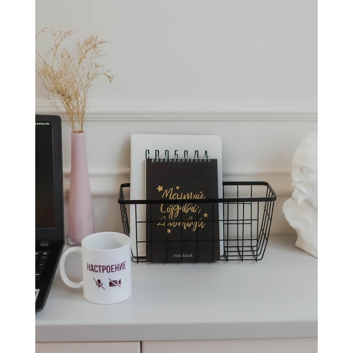 Корзина для мелочей Доляна, 13×29×11,5 см, цвет чёрный Корзина для мелочей Доляна, 13×29×11,5 см, цвет чёрный