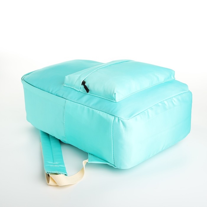 Рюкзак школьный из текстиля на молнии, 2 кармана, цвет бирюзовый Рюкзак школьный из текстиля на молнии, 2 кармана, цвет бирюзовый