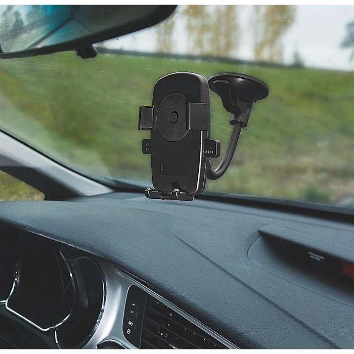 Держатель телефона CARTAGE, на гибкой штанге, раздвижной 5.5 - 8.5 см, цвет черный Держатель телефона CARTAGE, на гибкой штанге, раздвижной 5.5 - 8.5 см, цвет черный