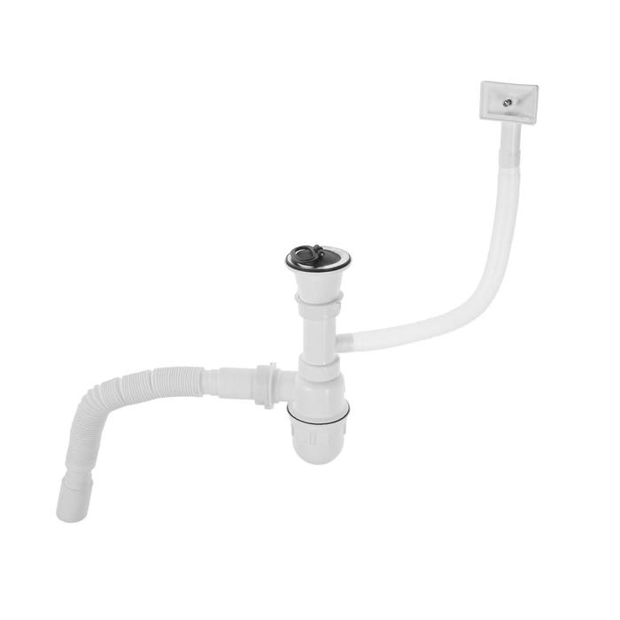 Сифон для мойки Accoona A469-1, 1 1/2 Сифон для мойки Accoona A469-1, 1 1/2", d=70 мм, с переливом, с гофрой