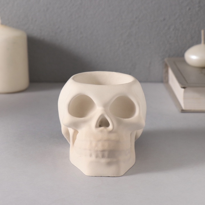 Подсвечник  Подсвечник "Череп " 7*10см белый