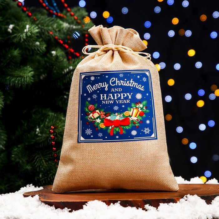 Новый год. Мешок подарочный с термонаклейкой, 20 х 30 см