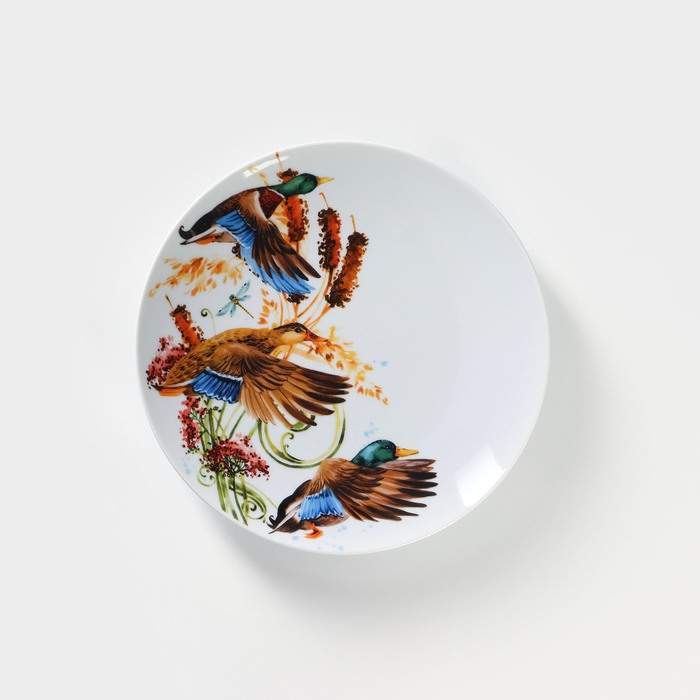 Тарелка фарфоровая «Сезон охоты», d=24 см, рисунок микс, цвет белый