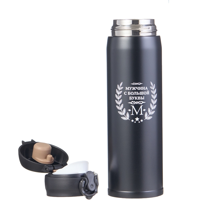 Термос, 420 мл, Топ Термос, 420 мл, Топ "Мужчина с большой буквы", сохраняет тепло 8 ч, 7 х 26 см