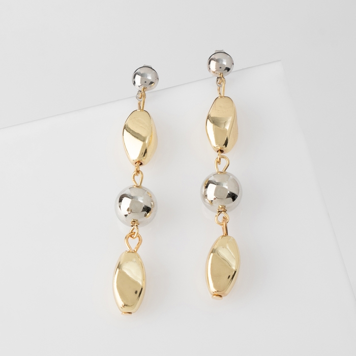 Серьги металл «Стиль» лабео, цвет серебряно-золотой Серьги металл «Стиль» лабео, цвет серебряно-золотой