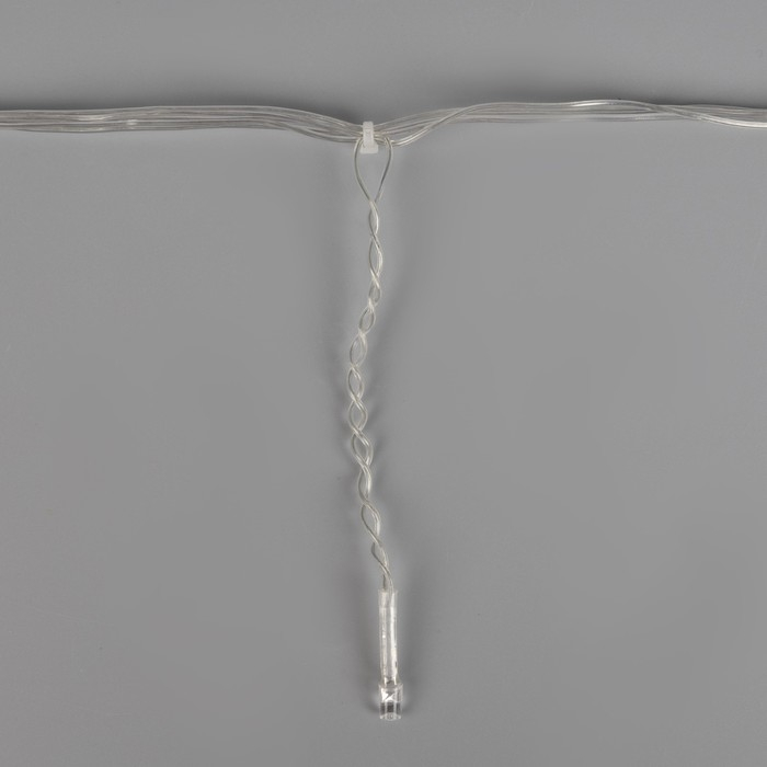 Гирлянда «Бахрома» 3 × 0.5 м, IP20, прозрачная нить, 80 LED, свечение тёплое белое, 8 режимов, 220 В