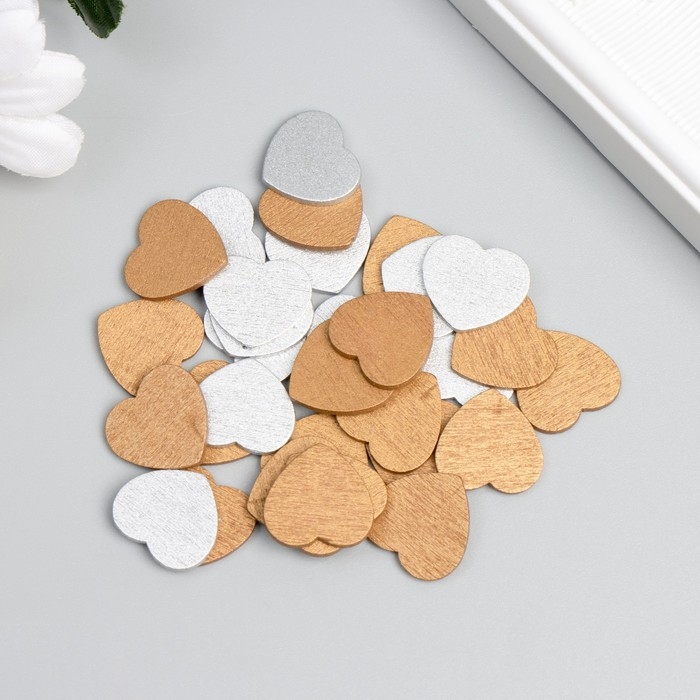 Декор для творчества дерево Декор для творчества дерево "Сердечки" набор 30 шт 1,7х1,7 см