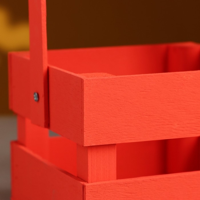 Кашпо деревянное 12×11×9 см  Кашпо деревянное 12×11×9 см "Однушка Лайт", двухреечное, красный Дарим Красиво
