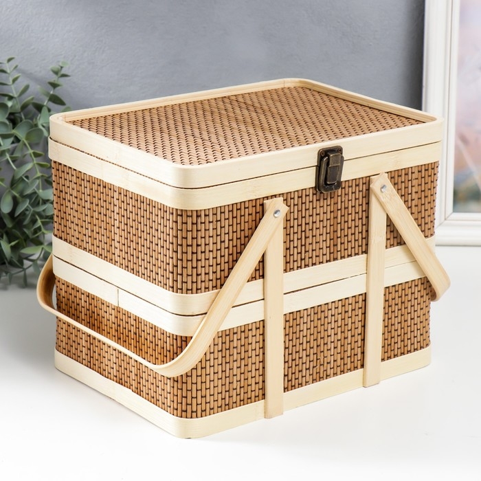 Шкатулка бамбук 2в1 Шкатулка бамбук 2в1 "Прямоугольная" с ручками 20х20х26 см