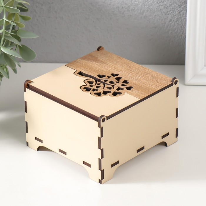 Шкатулка комбинированная  Шкатулка комбинированная "Дерево с сердечками" 10,5х10х7 см