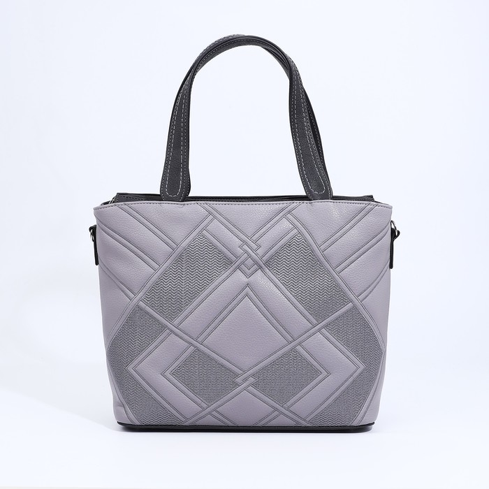 Сумка-тоут Сумка-тоут "Золотой дождь" на молнии, 2 наружных кармана, длинный ремень, цвет серый