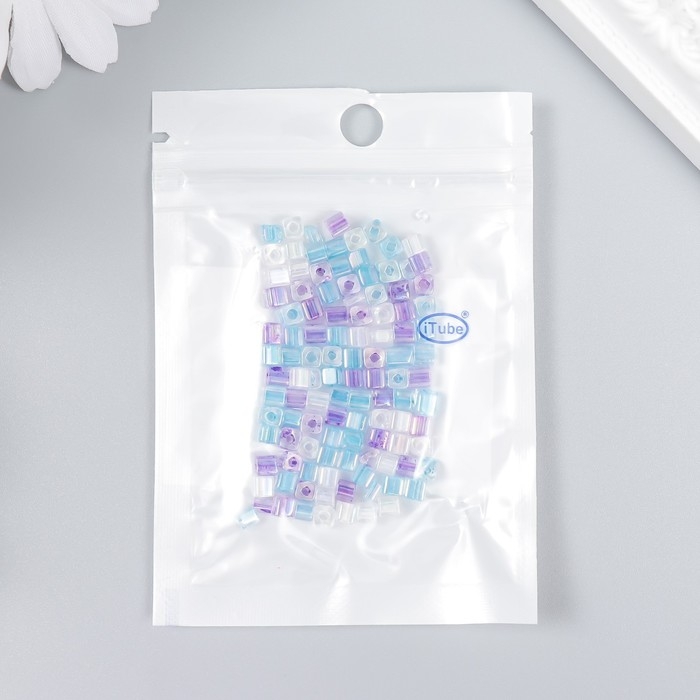 Бисер стекло 6/0  Бисер стекло 6/0 "Кубик. Полупрозрачный. Сиренево-голубой" 10 гр