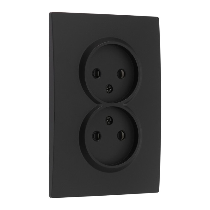 Розетка двухместная TOT Elegant, 10 А, скрытая, без з/к, черная Розетка двухместная TOT Elegant, 10 А, скрытая, без з/к, черная