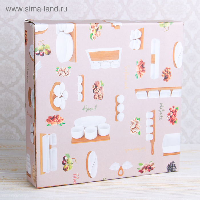 Набор салатников керамических на деревянной подставке «Эстет. Лист», 4 предмета: 50 мл, цвет белый Набор салатников керамических на деревянной подставке «Эстет. Лист», 4 предмета: 50 мл, цвет белый