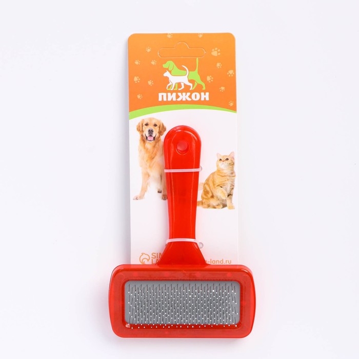 Пуходерка  Пуходерка "Симпл" с прозрачной ручкой, с каплями, 9,5 х 13,8 см, красная