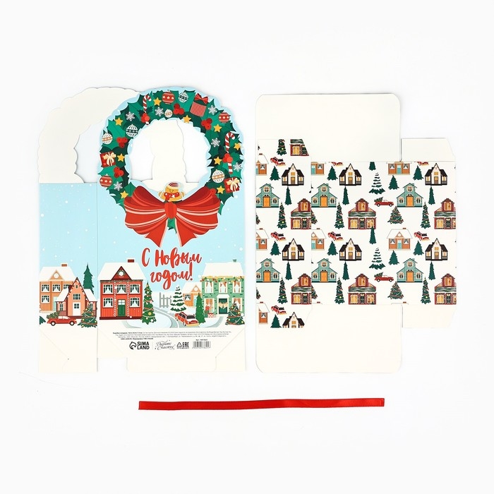 Коробка новогодняя складная «Новогодний город» 18.4 х 30.4 х 7.3 см, Новый год Коробка новогодняя складная «Новогодний город» 18.4 х 30.4 х 7.3 см, Новый год