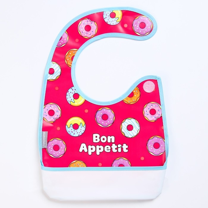 Нагрудник для кормления «Пончики» непромокаемый на липучке, с карманом Нагрудник для кормления «Пончики» непромокаемый на липучке, с карманом