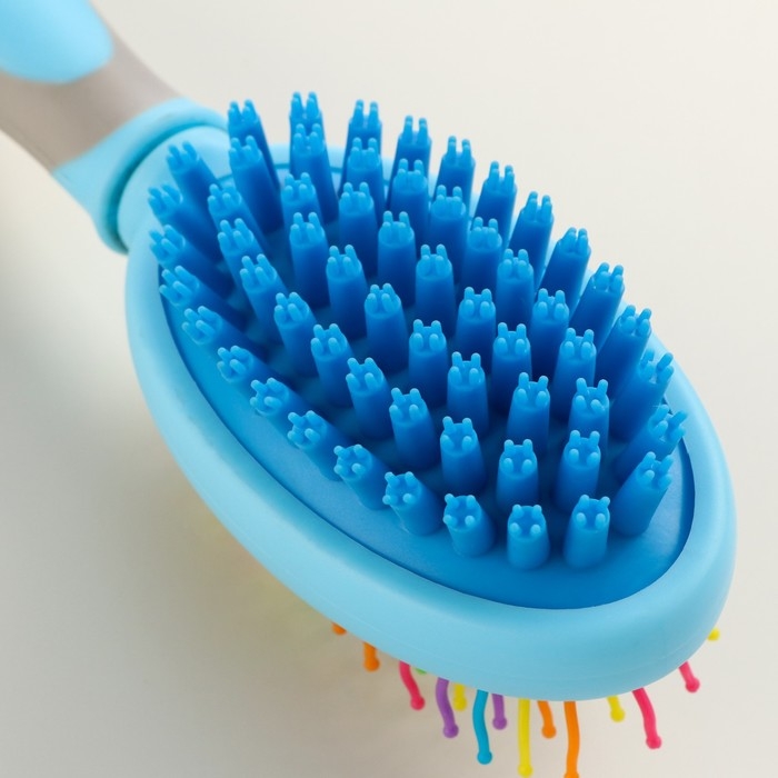 Двусторонняя щётка - расческа с волнистыми зубьями, средняя, 6 х 19 см, голубая Двусторонняя щётка - расческа с волнистыми зубьями, средняя, 6 х 19 см, голубая