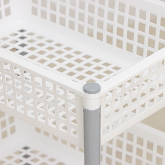 Этажерка напольная универсальная 3-х секционная, на колёсиках, цвет белый Этажерка напольная универсальная 3-х секционная, на колёсиках, цвет белый