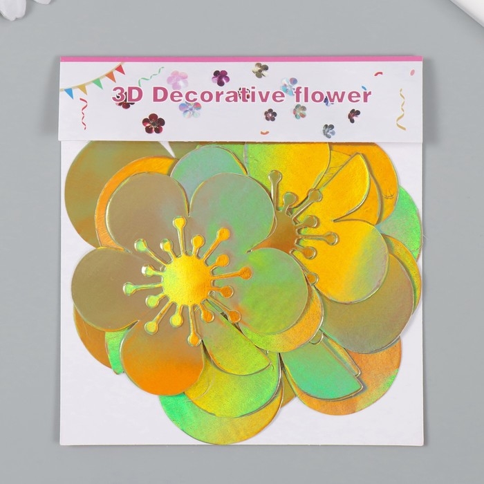 Наклейка бумага Наклейка бумага "Цветок. Золотая голография" набор 6 шт 13х12,3х0,6 см