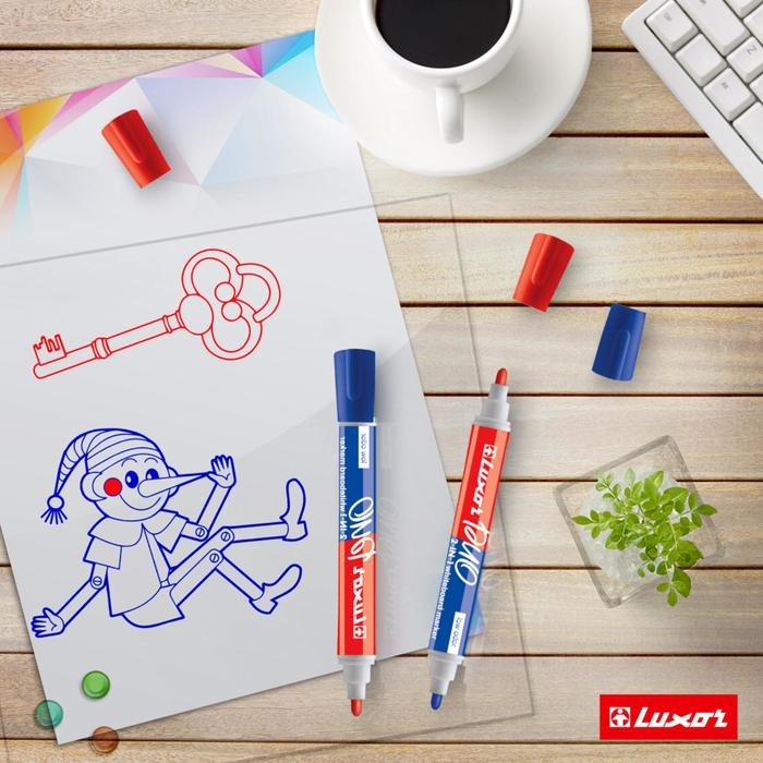 Маркер для белых досок Luxor Duorite, 1-3 мм, двусторонний, пулевидный, синий/красный Маркер для белых досок Luxor Duorite, 1-3 мм, двусторонний, пулевидный, синий/красный