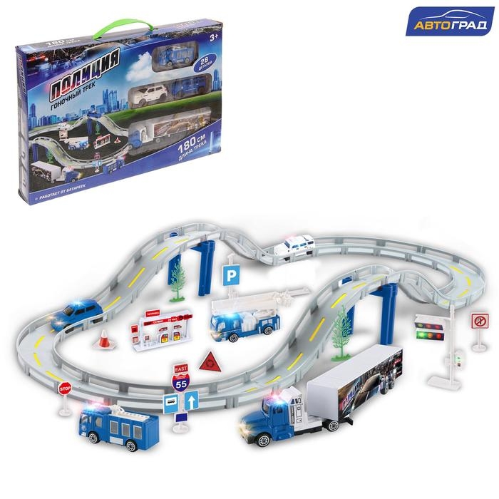 Автотрек «Полиция», 1 машина работает от батареек + сменный кузов, длина трассы 180 см Автотрек «Полиция», 1 машина работает от батареек + сменный кузов, длина трассы 180 см
