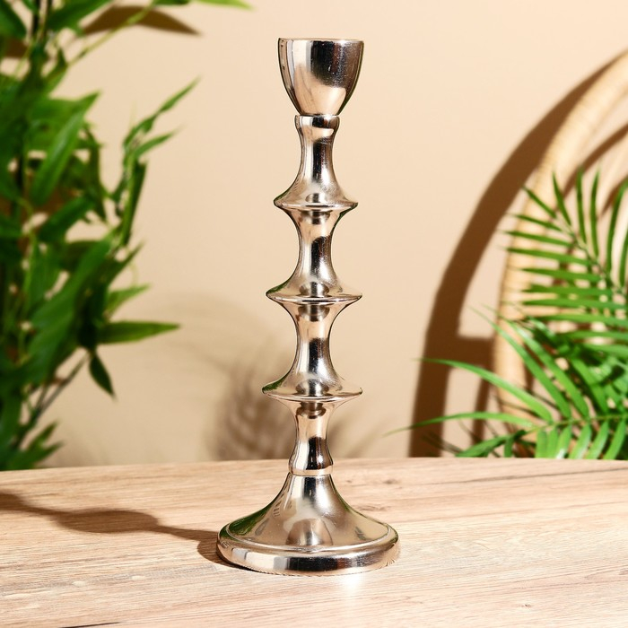 Подсвечник алюминий  Подсвечник алюминий "Кольца" на 1 свечу 9х9х24 см