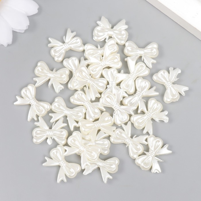 Декор для творчества пластик Декор для творчества пластик "Бант" жемчужный набор 25 шт 1,4х1,8 см