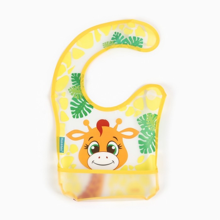 Нагрудник для кормления «Жирафик Лило» непромокаемый на липучке, с карманом Нагрудник для кормления «Жирафик Лило» непромокаемый на липучке, с карманом