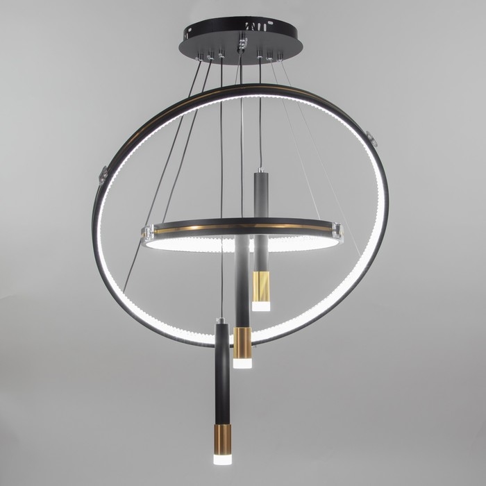 Люстра Люстра "Круги нео" 2+3LED 140Вт 3 режима черный 60х60х4-85 см