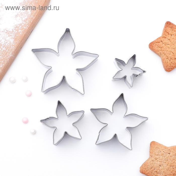Набор форм для печенья Доляна «Лепестки розы», 4 шт, цвет серебристый Набор форм для печенья Доляна «Лепестки розы», 4 шт, цвет серебристый
